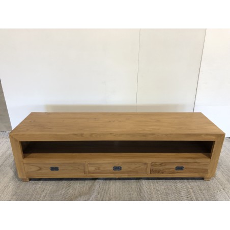 Meuble TV marron 3 tiroirs bois Teck | Seconde Main