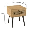 CHARLIE Brown Bedside Table with Cane Effect Drawer