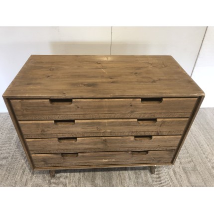 Brown wood chest of drawers with 4 drawers | SECOND-HAND