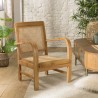 Second Hand -  Light Brown Mindi Armchair with Cane Seat