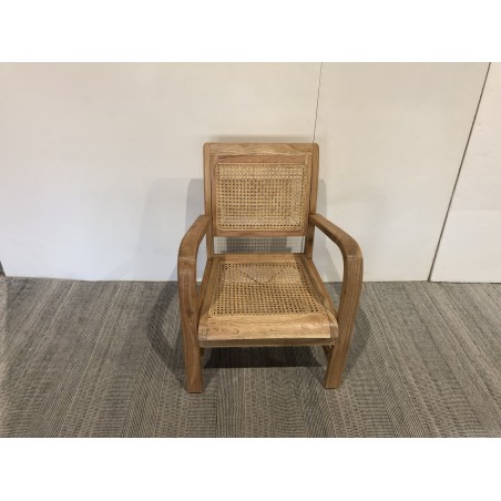 SECONDE MAIN - Fauteuil marron clair Mindi et cannage