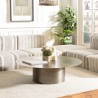 Table basse ronde 120x120cm en fer noir et bordure dorée | SECONDE MAIN