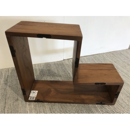 Brown L-shaped Wall Shelf - Recycled Teak Wood - Trendy Decor - Second Hand