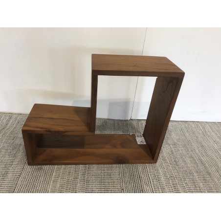 Brown L-shaped Wall Shelf - Recycled Teak Wood - Trendy Decor - Second Hand