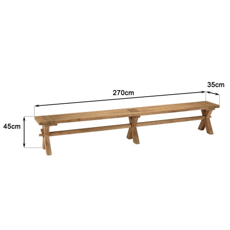 Banc de jardin en teck recyclé 270x35cm - Seconde main