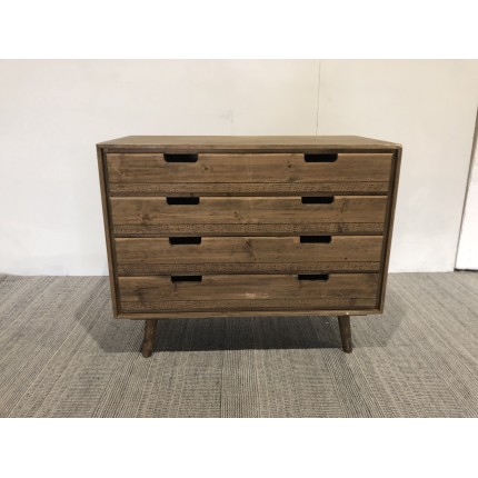 Brown wood chest of drawers with 4 drawers | SECOND-HAND