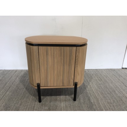 Table de chevet bois 1 porte style rétro pin marron | Seconde Vie