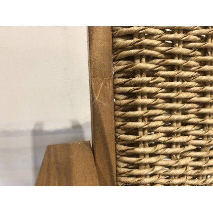 SECONDE MAIN - Lot de 2 fauteuils pliants acacia huilé et rotin synthétique