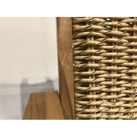 SECONDE MAIN - Lot de 2 fauteuils pliants acacia huilé et rotin synthétique