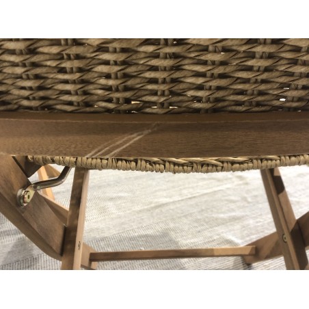 SECONDE MAIN - Lot de 2 fauteuils pliants acacia huilé et rotin synthétique