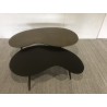 Set de 2 tables basses en aluminium noir mat et doré | Seconde main