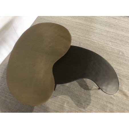 Set de 2 tables basses en aluminium noir mat et doré | Seconde main