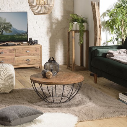 Round coffee table made from recycled teak - Second-hand