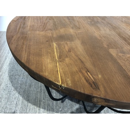 Round coffee table made from recycled teak - Second-hand