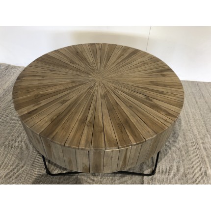 CLARA Round Coffee Table 90x90cm - Natural Teak Wood