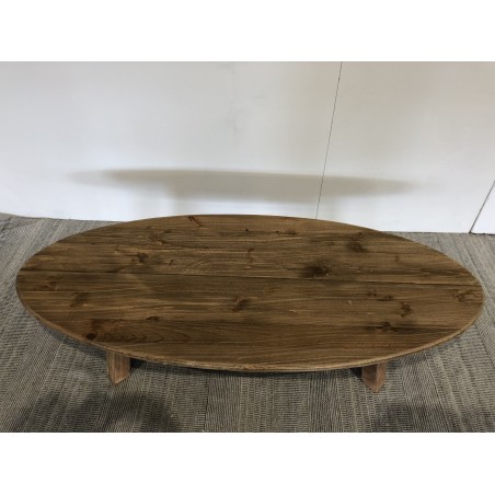 Table basse ovale en bois de pin recyclé - Seconde Main