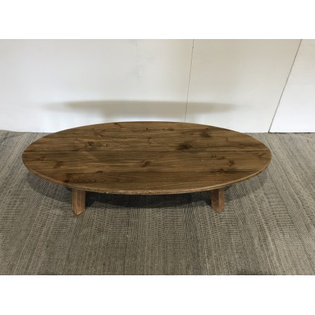 Table basse ovale en bois de pin recyclé - Seconde Main