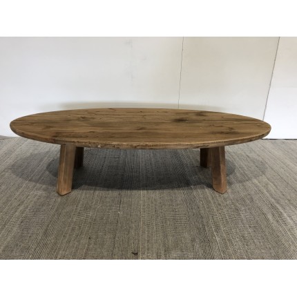 SANDY Oval Coffee Table in Brown Recycled Pine