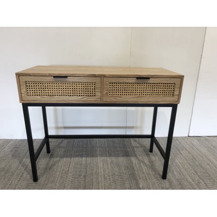 SECOND HAND | Console table with 2 drawers, natural cane finish