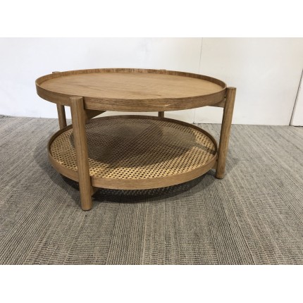 80.5cm wooden coffee table with rattan shelf | Amy Collection