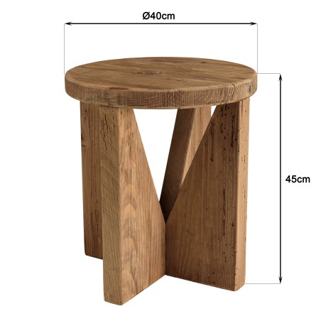 Round stool 40x40cm recycled pine wood SANDY