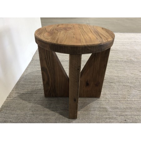Round stool 40x40cm recycled pine wood SANDY