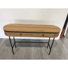 Console arrondie couleur naturelle 2 tiroirs pieds métal noir - Seconde Main