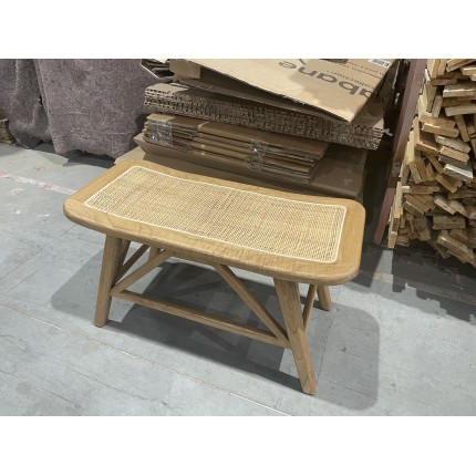 Banc 1 place en bois et rotin | Seconde Main