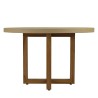 Table à manger ronde 120x120cm béton beige pieds croisés en teck - Seconde Main