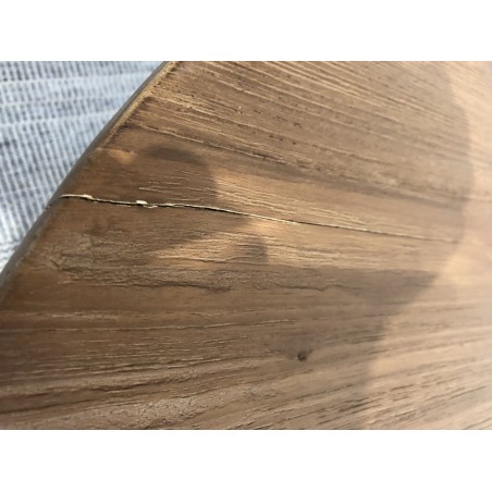 Double-tier coffee table, 100x100cm, recycled teak and white metal | SECOND-HAND