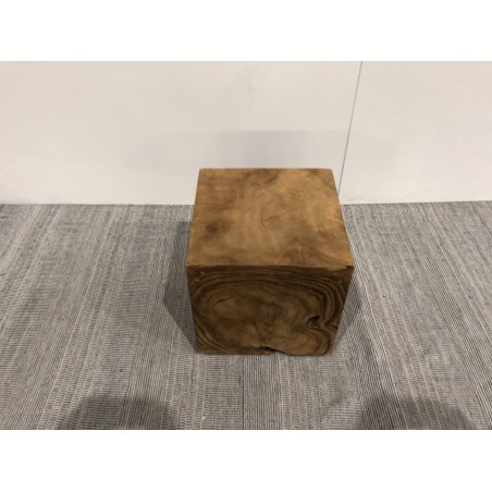 WALLY - Natural Teak Wood Cube | Handcrafted Indonesian Decor | Second Hand