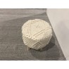 Tabouret rond SACHA 40x40cm laine motifs losanges ivoire