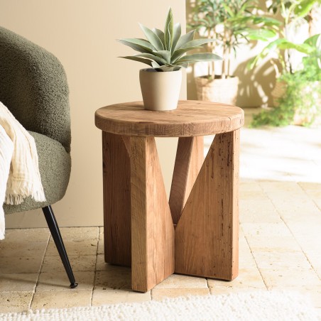 Round stool 40x40cm recycled pine wood SANDY