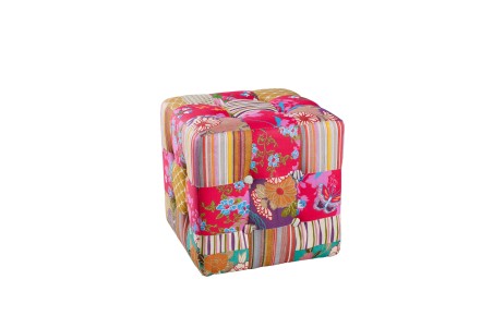 Pouf carré KATE 35x35cm tissu bohème