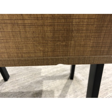 CHARLIE Brown Bedside Table with 1 Drawer - Cane Effect & Metal Legs