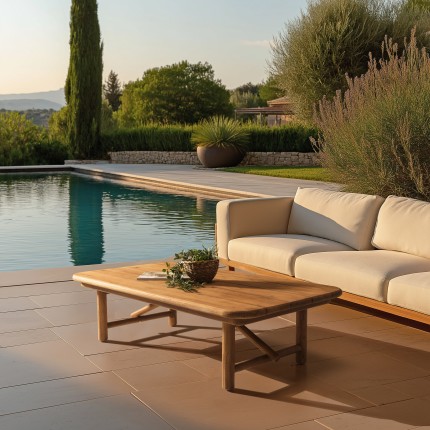 Table basse de jardin 130x70cm en bois de teck recyclé | Macabane