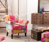 Fauteuil ALIÉNOR tissu bohème multicolore