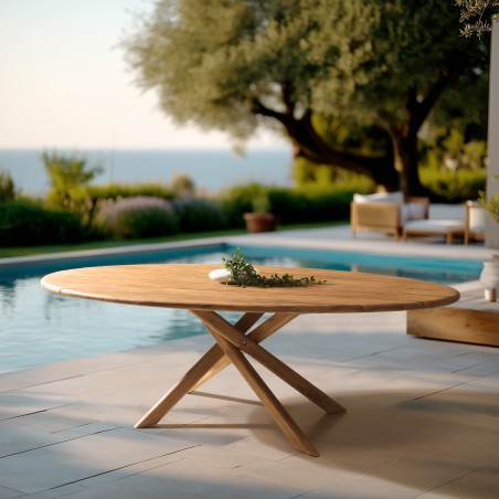 Ovaler Gartentisch 240x120cm aus recyceltem Teakholz