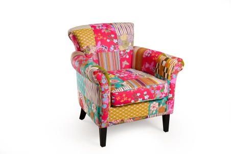 KATE - ALIÉNOR Armchair Multicolored Bohemian Fabric Black Wood Legs