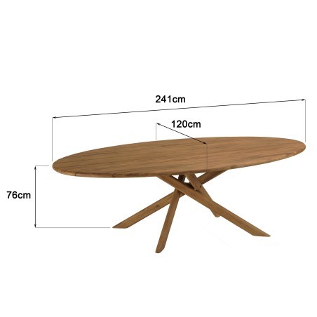 Oval garden table, 240 x 120 cm, made from recycled teak