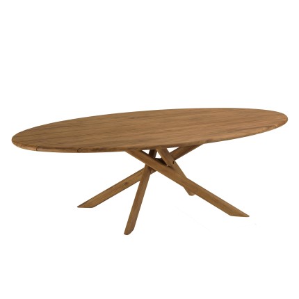 Table de jardin ovale 240x120cm en bois de teck recyclé