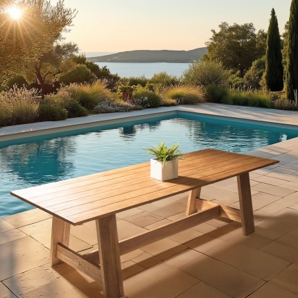 250x100cm garden dining table made from recycled teak