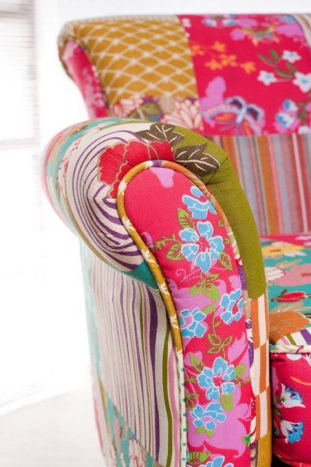 KATE - ALIÉNOR Armchair Multicolored Bohemian Fabric Black Wood Legs