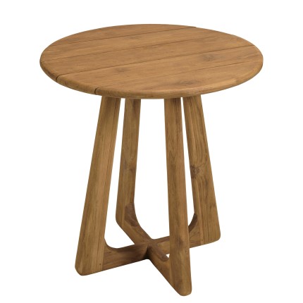 Table à manger de jardin ronde en bois de teck recyclé D70cm