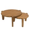 Set van 2 ronde tuinsalontafels gerecycled teakhout