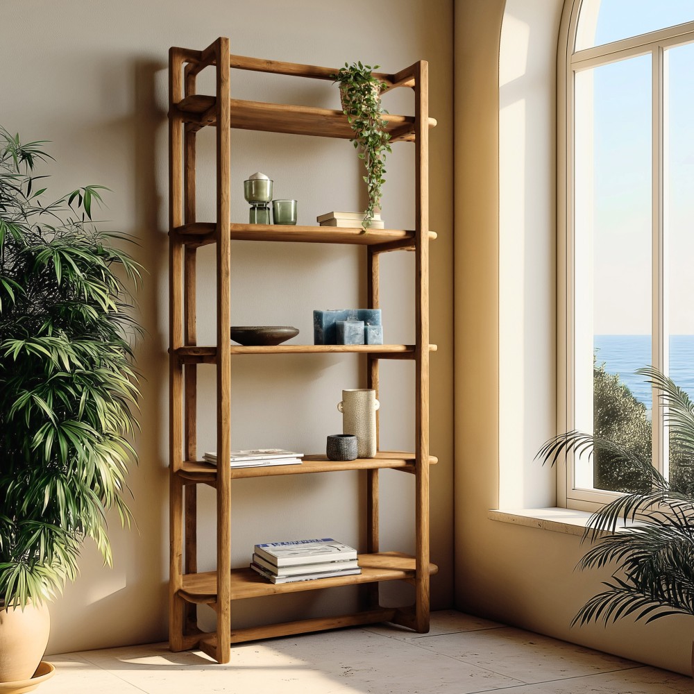 Boekenkast 100x200cm van gerecycled teakhout | Macabane Meubelen