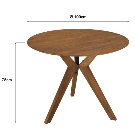 SIXTINE - Round dining table in recycled teak, D100cm
