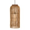 Suspension 28x28cm en rotin couleur naturelle et bois de teck recyclé | Macabane