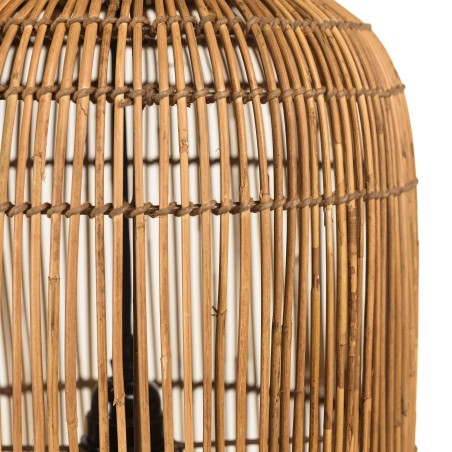 Suspension 28x28cm en rotin couleur naturelle et bois de teck recyclé | Macabane