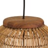 SIXTINE - 28x28cm pendant light in natural-coloured rattan and recycled teak